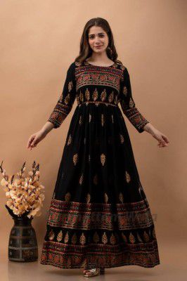Purshottam Wala Women Fit and Flare Black Dress