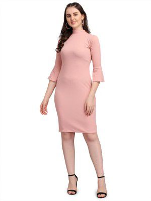 PURVAJA Women’s Bodycon Knee Length Dress(Ruby-102-to-109)