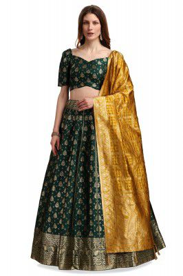 PURVAJA Women's Jacquard Semi-Stitched Lehenga choli (Trisha)