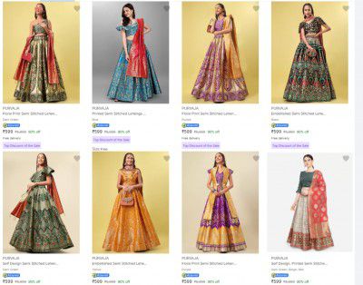 Upto 92% Off on Purvaja Women's Lehenga Cholis