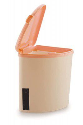 PUTHAK Plastic Desktop Mini Trash Can, Waste Bin with Swing Lid, 2-Liter