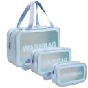 PVC Makeup Pouch Travel Toiletries Organizer Cosmetic Bags Portable Organizer Case Carry Pouch for Women Bathroom Set of 3 (Blue)...