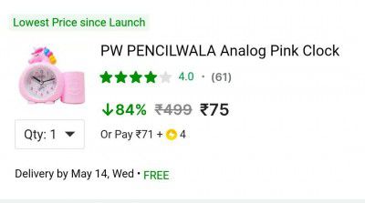 PW PENCILWALA Analog Pink Clock