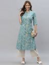 PYARELAL Women Floral Print Viscose Rayon A-line Kurta (Light Blue, Beige, White)...
