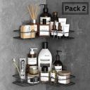 PYORIT Sticker Mounted Bathroom Corner (Number of Shelves - 2, Black)...