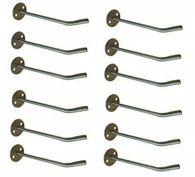 Q1 Beads Heavy Duty Pure Stainless Steel Rod Display Hooks Stand Wall Drope Hanger with Hardware Fittings Combo (10 Inches, 5 mm Thick , 12 Pieces