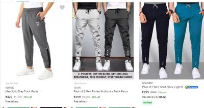 Qfabrix Men's Track Pants pack of 2 Upto 80% Off