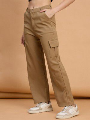 QIOA Women Relaxed High-Rise Cargos Trousers