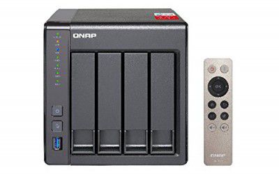 QNAP 4-Bay NAS TS-451+ Quad-core Intel Celeron J1900 2GB RAM with 256-bit External Drive encryption (AES), Hardware-Accelerated transcoding with 4 X USB Ports, Multicolour (TS-451+-2G)