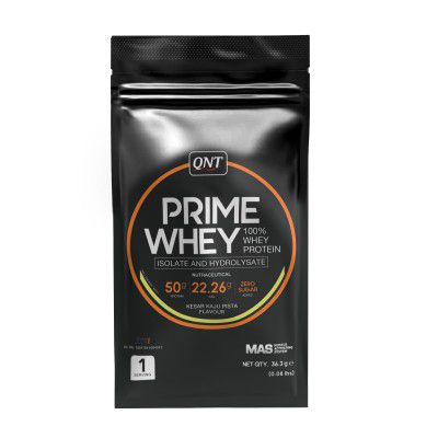 QNT Prime Whey Protein Powder | Kesar Kaju Pista, 1 Serving Sachet  | 25g Protein, 5.8g BCAA 