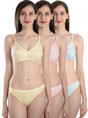 QOXOLYZ Lingerie Set for Women, Various Sizes, Fully Comfort Cotton Bra Panty Set