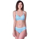 QOXOLYZ Star Print Bra and Panty Set for Women, Padded, Lace Trim...