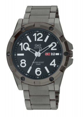 Q&Q Analog Black Dial Designer Black-Metal Watch for Men-A150N405Y