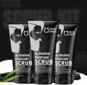 Qraa Activated Bamboo Charcoal Scrub with Essential Oils,For deep cleansing pack of 3 Scrub (300 g)...