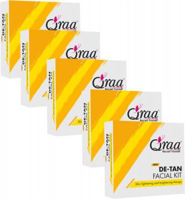Qraa De Tan Facial Kit, Skin Lightening and Brightening Therapy-One Time Facial Kit  (5 x 33 g)
