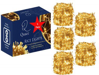 Quace 12 Meter (36 Feet) Decorative 42 Warm White LED String Light Plug for Indoor & Outdoor Decorations,String Lights (Pack of 5)