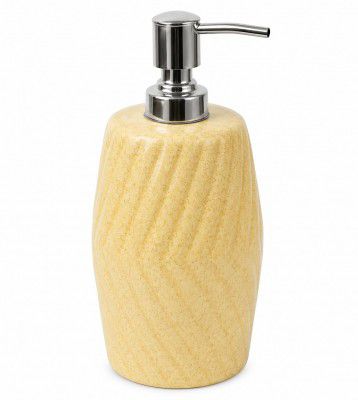 Quace Ceramic Soap Dispenser for Bathroom & Kitchen Sink | Beige Liquid Soap Dispenser with Rust-Resistant Pump 