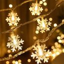 Quace Christmas Snowflake Lights AC Powered Waterproof 14 LED 3M Garden Fairy Lights for Christmas Festival Home Party Decoration...