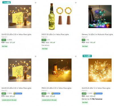 Quace Rice Lights Starts ₹39 | Upto 87% Off