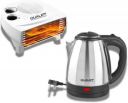 QUALET Super Combo Glitter Super Efficient Electric Kettle (2 L, Silver) & Dazzler 2000 W Fan Room Heater...