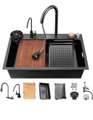 QUALITO 24x18 Multifunction Kitchen Sink | Waterfall Kitchen Sink