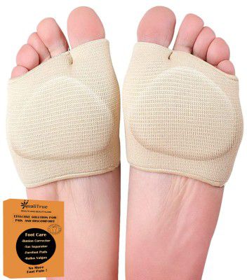 QualiTrue Forefoot Pad For Women Men Metatarsal Foot Pads Support Flat Foot Arch Support For Pain Relief For Women Ball Of Foot Cushion Pad Sleeve Hallux Valgus Bunion Support Pad (Beige) 1 Pair