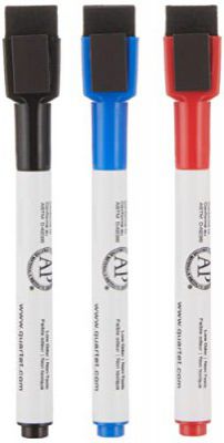 Quartet ReWritables Mini Dry-Erase Whiteboard Markers, Fine Tip, Assorted Ink Colours, Whiteboard Non-Permanent Markers with Magnetic Cap, School & Office Stationery, Pack of 3 (Multicolour)