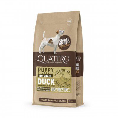 Quattro Super Premium Puppy/Breeder Dog Food for Mini Breeds – Duck, 7 kg