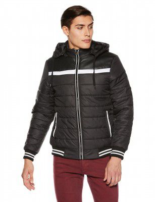 Qube By Fort Collins Men's Nylon Standard Length Regular Fit Quilted Bomber Jacket with Detachable Hood