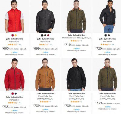 Qube By Fort Collins Men's Winter Jacket Starts At Rs 389