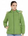 Qube By Fort Collins Women's Polyester Standard Length Regular Fit Bomber Jacket with Detachable Hood - Stylish & Comfortable Winter Wear...
