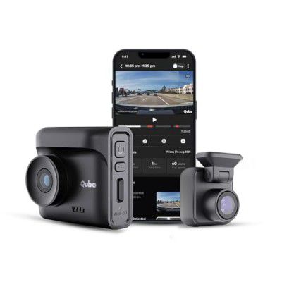 Qubo Car Dash Cam Pro 2.7K by Hero Group, HDR Dual Channel, Made in India, 2.7K 5MP Front QHD 2MP Rear FHD, 140° View, 2" LCD Display, GPS Log, Supports Up to 1 TB SD Card