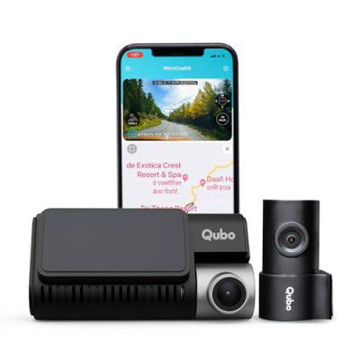 Qubo Car Dash Camera Pro 3K from Hero Group | Made in India | Front 3K QHD Rear Full HD Resolution | 140 View | 3.2' LCD Display | GPS Logger | WiFi | Emergency Recording | Supports Up To 1 TB SD 