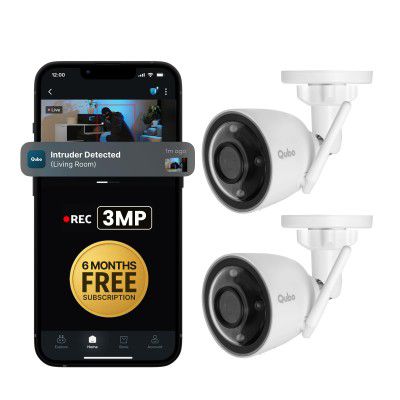 Qubo Smart Outdoor 3MP [2K] WiFi Bullet Camera (Pack of 2)