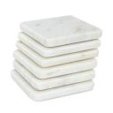 Queenza White Marble Coasters Set of 6 for Dining Table 4 Inch...