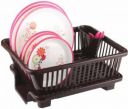 Quickmart Dish Drainer Kitchen Rack Plastic 3in1 Large Sink Set Dish Rack Pink Drainer Drying Rack Washing Basket&Tray...