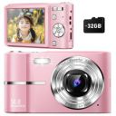 Qumcou Upgrade Digital Camera 32Gb Sd Card,2 Batteries-Pink...