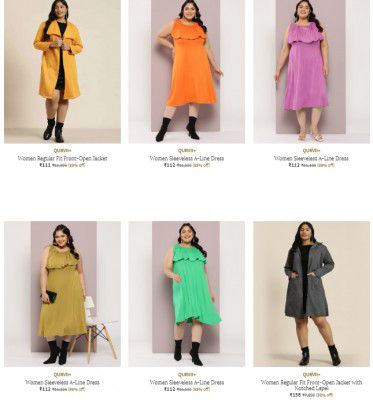QURVII+ Women's Clothing Upto 99% off starting From Rs.111