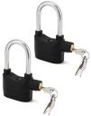 QWORK Alarm Lock, 110 dB Anti-Theft Security Padlock, 2 Pack Door Motorcycle Bicycle Padlock, with 3 Keys (Black)...