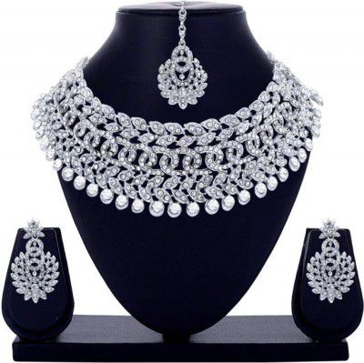 R A Enterprises Alloy Rhodium Silver Jewel Set (Pack of 1)