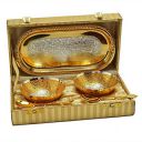 R Ayurveda Copper German Silver Single Bowl with Royal Velvet Box -2 Pieces Set (Pure Gold&Silver)...