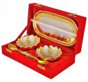 R Ayurveda Copper™ Silver/Gold Kamal Bowl Set with Royal Velvet Box- Capsul 5 PCS Set...