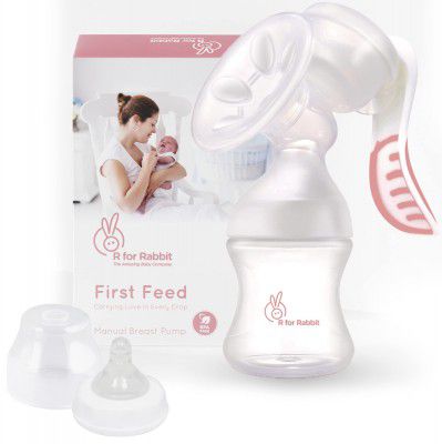 R for Rabbit First Feed Manual Breast Pump for Women - Most Safe and Comfortable Feeding Breast Pump Silicone for Breastfeeding Pump Mother (Pink)