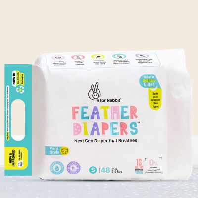 R for Rabbit Small S Size Premium Feather Diaper for Baby 5 to 9 kgs (48 Pack Offer)