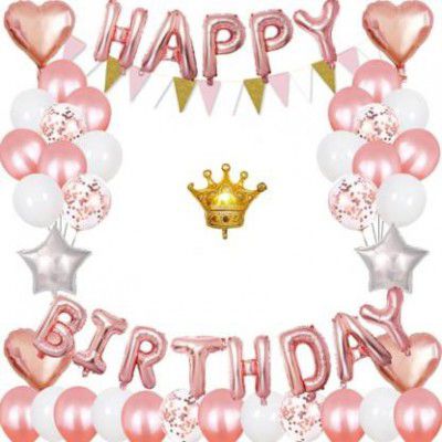 R G ACCESORIES Solid White Rose Gold Balloons Garland Kit Of 51 Pcs For Party Decorations Balloon  (Multicolor, Pack of 51)