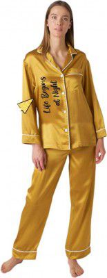 RAAKA  Women Self Design Yellow Shirt & Pyjama set