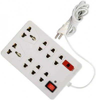 RAAMKM CB_4890_Extension Board 5 Amp/ with fuse and indic,2m cord 8 Socket 8 Socket Extension Boards  (White, 2.5 m)