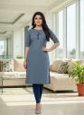 radha fashion studio  Women Solid Cotton Blend A-line Kurta  (Grey)...