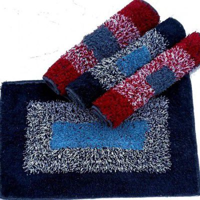 RADHE KRISHNA HANDLOOM Cotton Door Mat (Multicolor, Pack of 4, Large)
