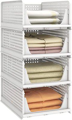 RADIANT Polypropylene Clothes Organizer For Wardrobe Cupboard Organizer (Plastic Storage Organizer, Pack of 4)